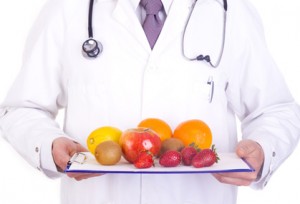 doctor gives fresh fruit